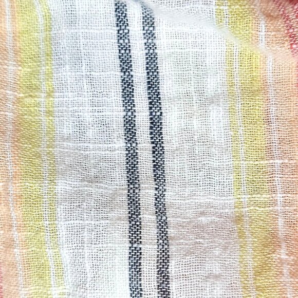 Free People Summer Nights Striped Pastel Boho Dress  Butter Yellow Ruffle Sleeve - Picture 8 of 14